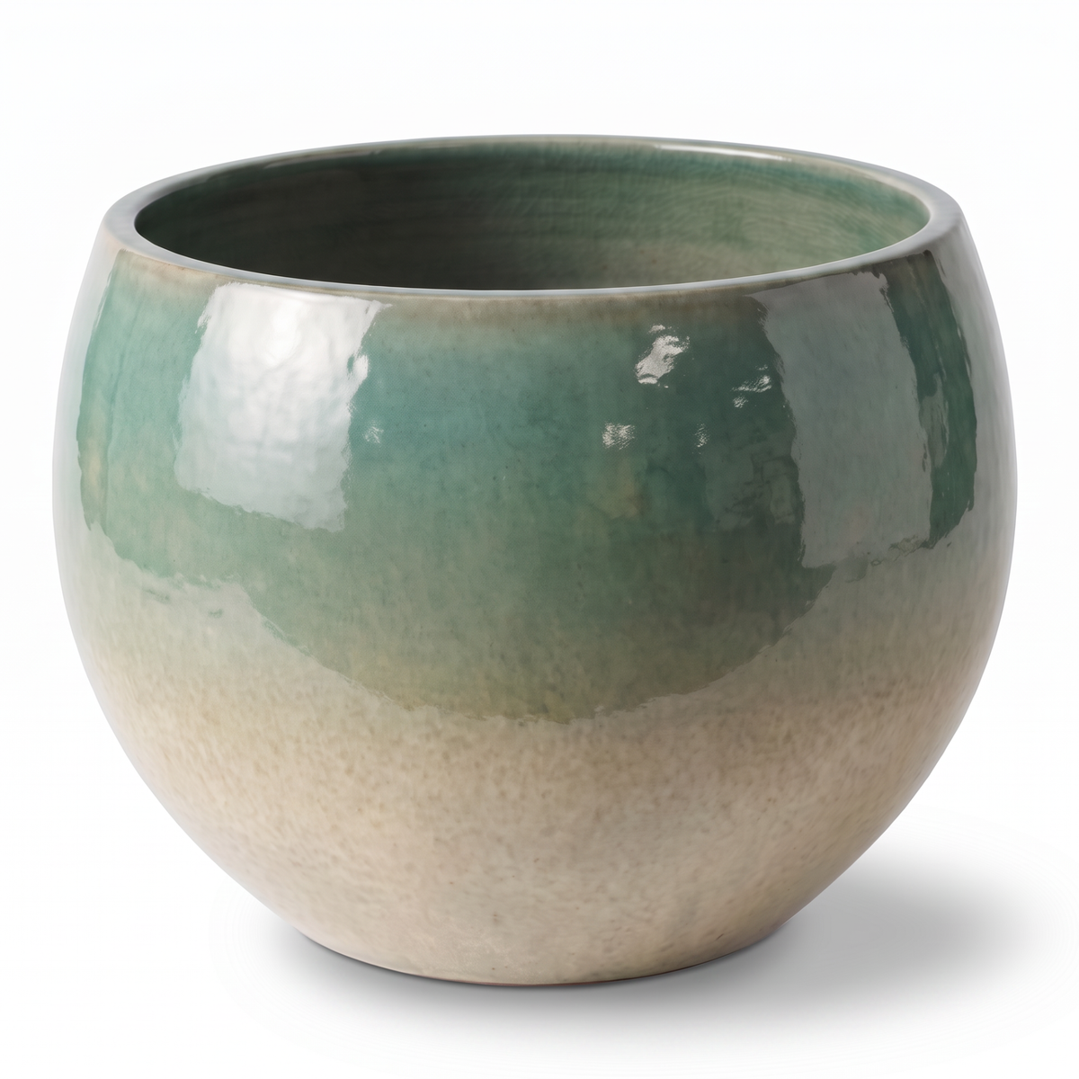 Pot MOZART décoratif 70x52 cm brume d’été en terre cuite émaillée, vue de face sur fond blanc