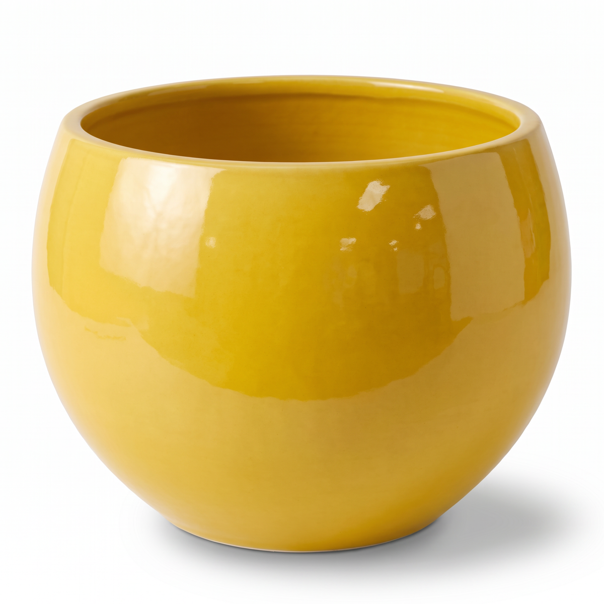 Pot MOZART décoratif 70x52 cm citron acidulé en terre cuite émaillée, vue de face sur fond blanc