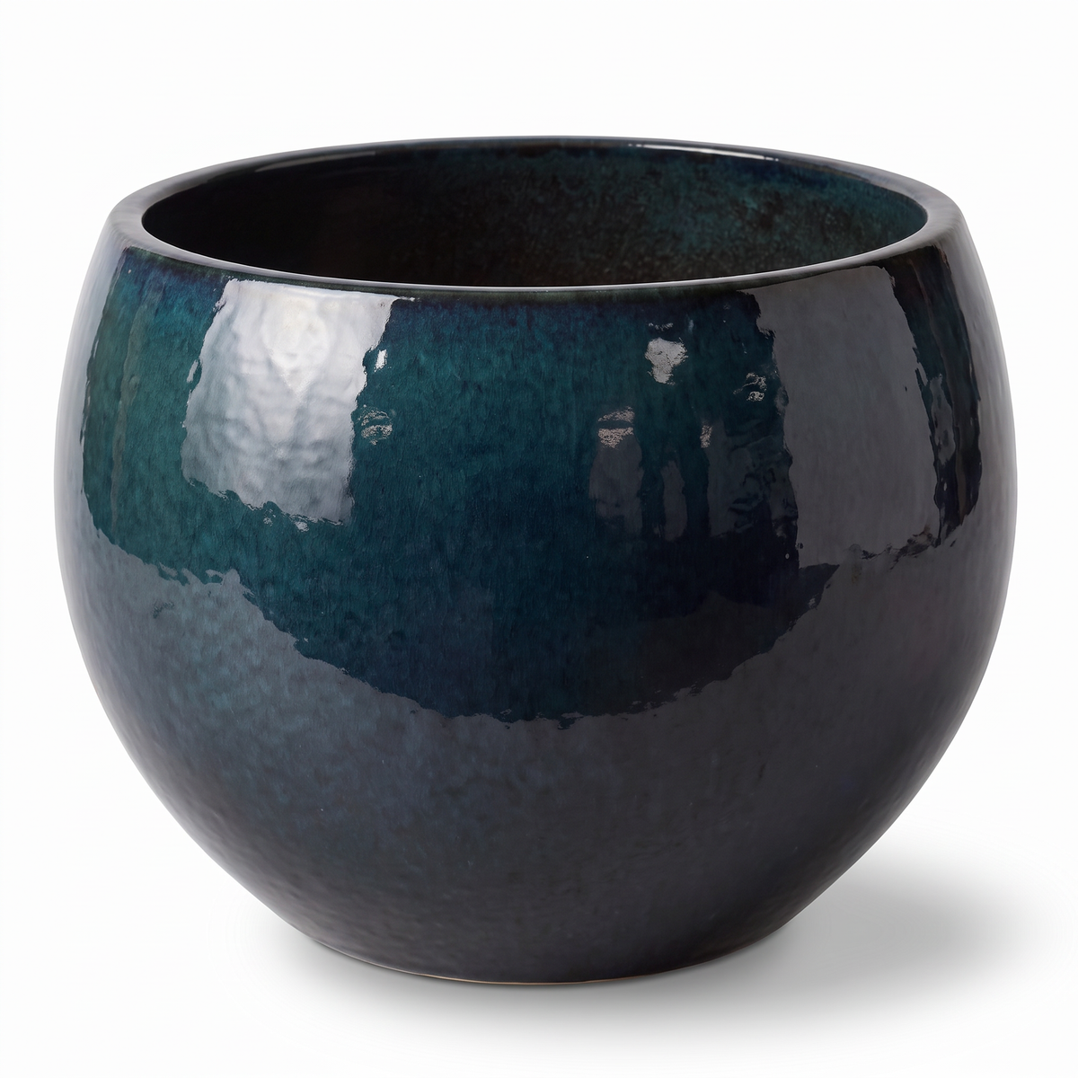 Pot MOZART décoratif 70x52 cm saphir en terre cuite émaillée, vue de face sur fond blanc