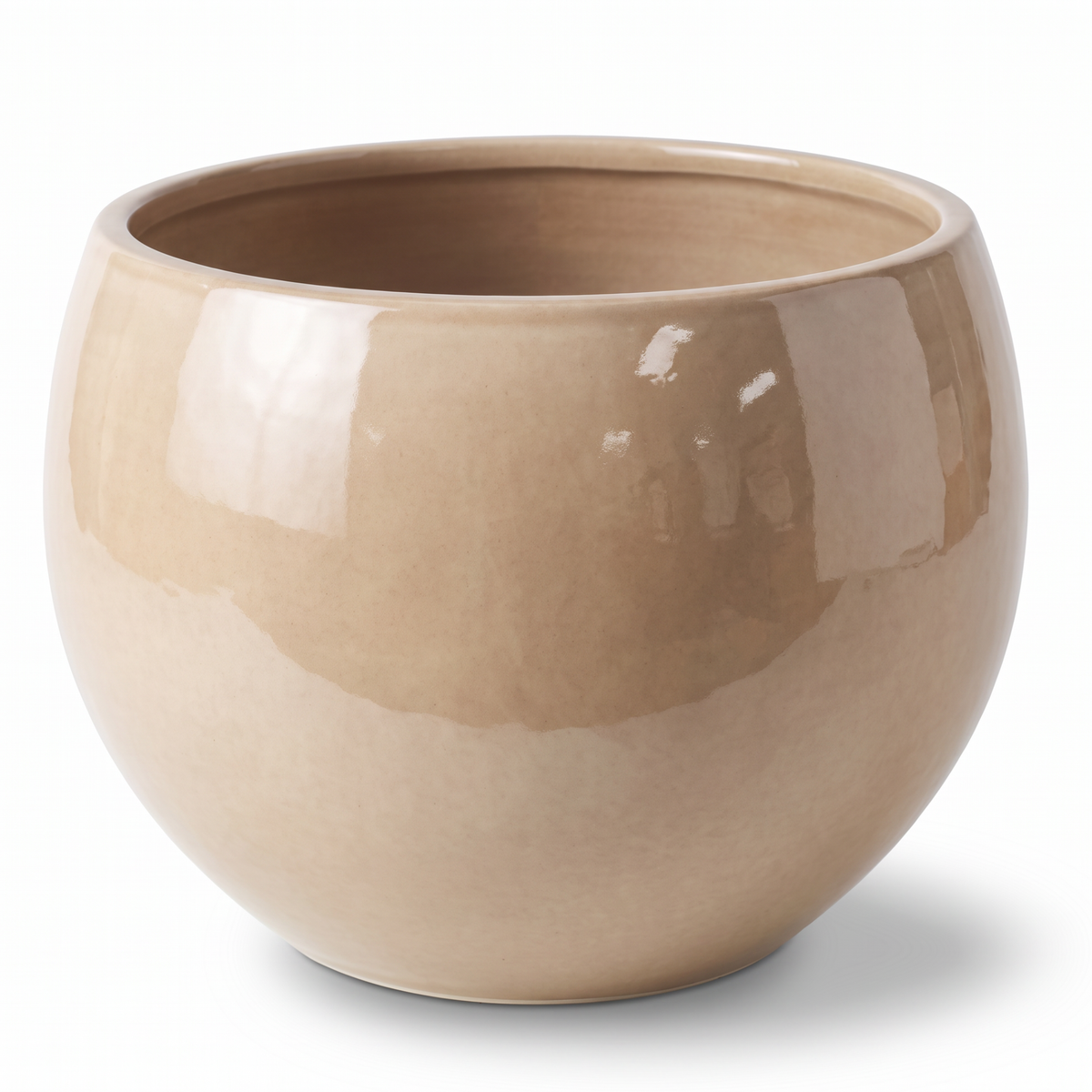 Pot MOZART décoratif 70x52 cm crème en terre cuite émaillée, vue de face sur fond blanc