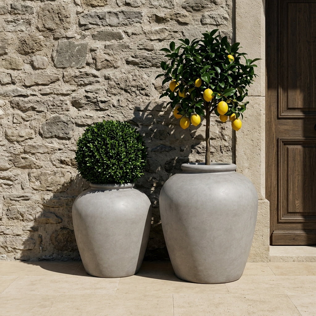 Pre-drilled planter pot ORIGIN 63x71cm mist grey