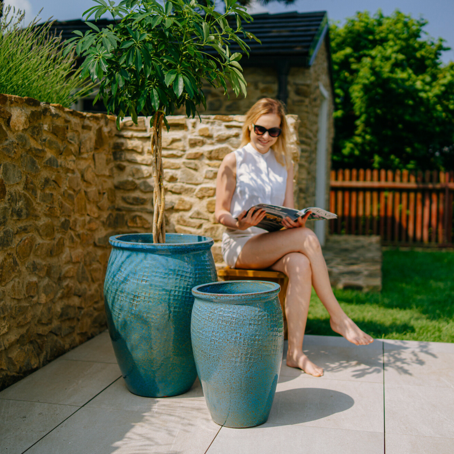 Vaso POSEIDON 50x68cm blu ferro