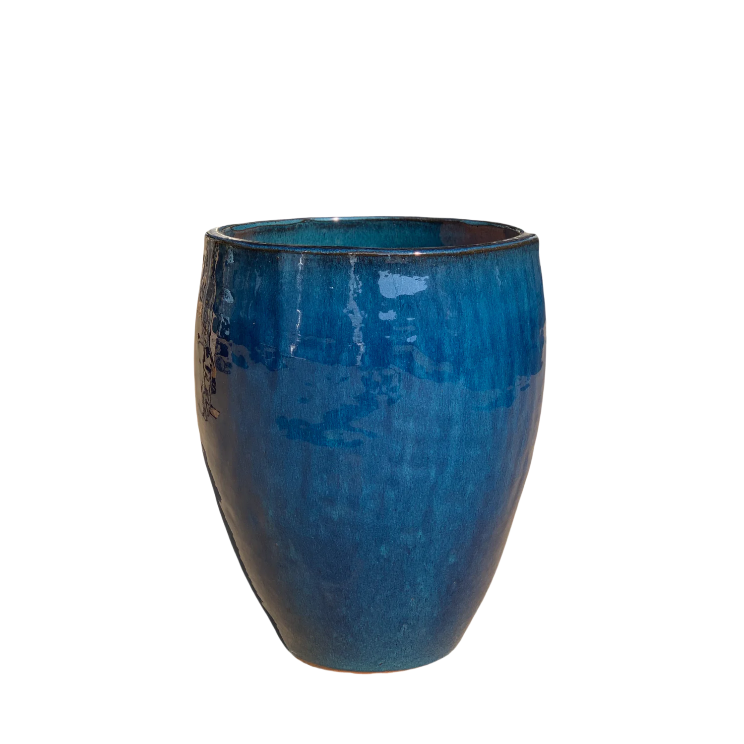 POSEIDON2 28x31cm bleu azur, pot de grande taille d'extérieur fait main en terre cuite émaillée, résistant au gel