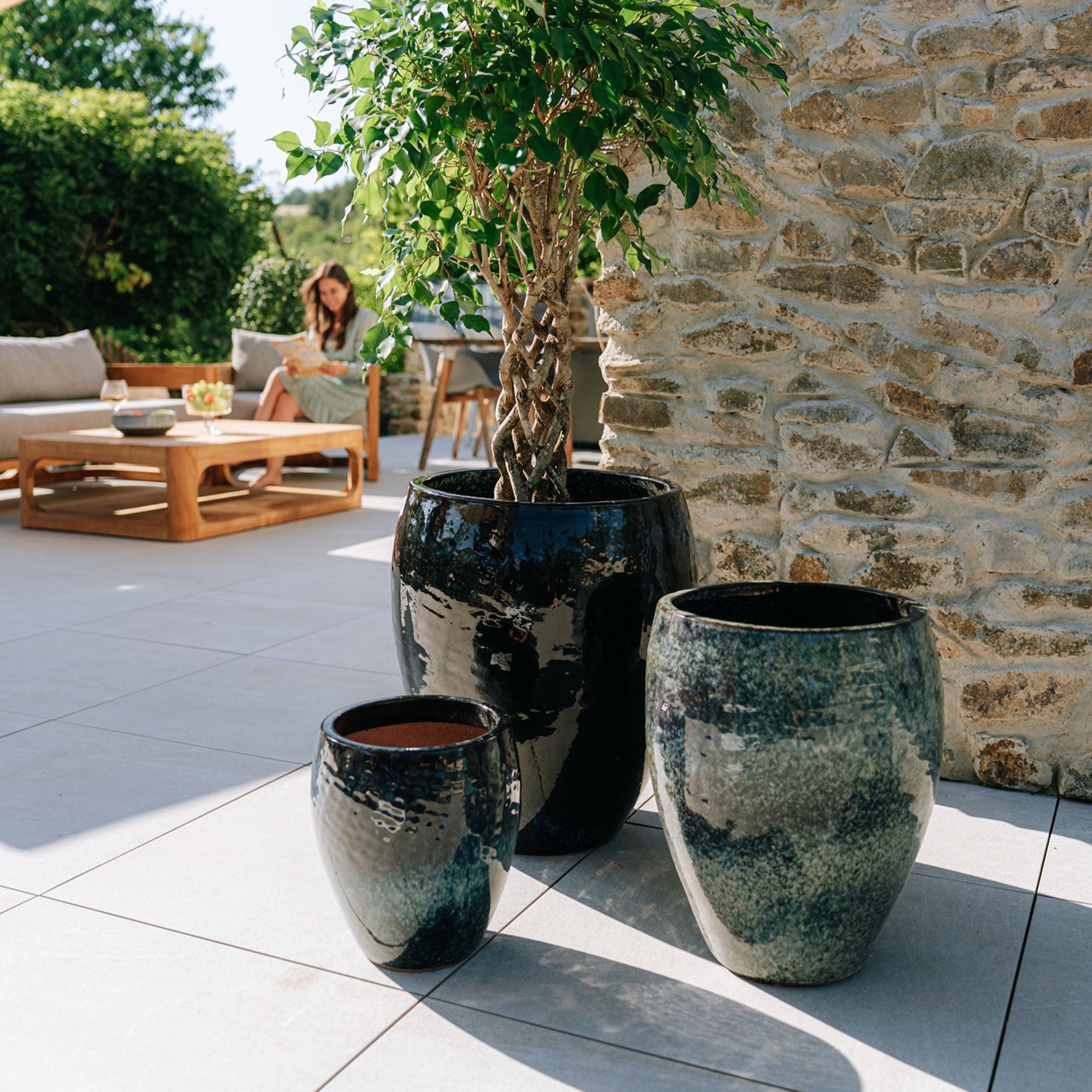 Pot POSEIDON2 36x43cm bleu abysse