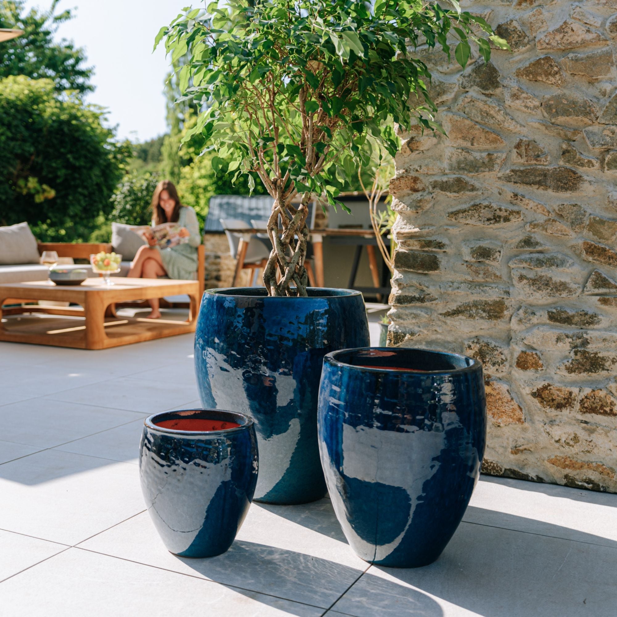 POSEIDON2 Pot 28x31cm azure blue