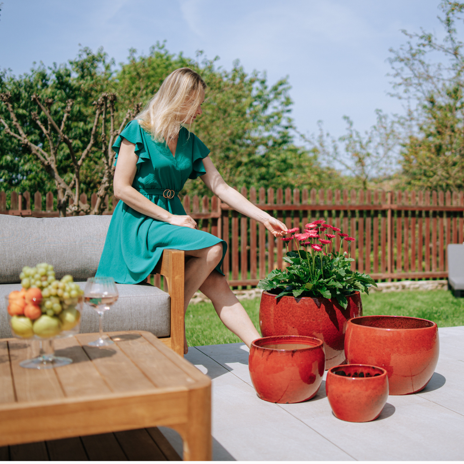 Pot ROMULUS 55x38cm rouge tropical