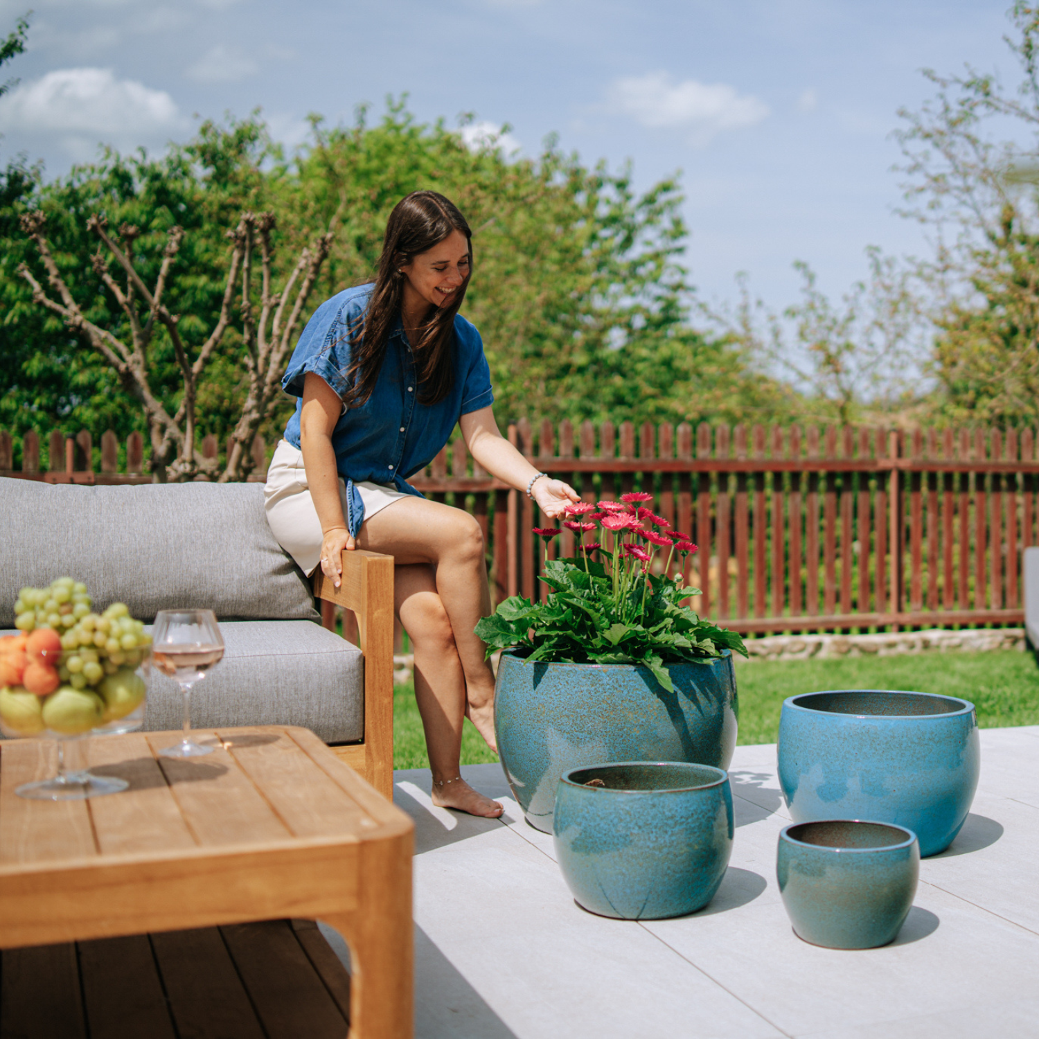 ROMULUS pot 21x15cm iron blue