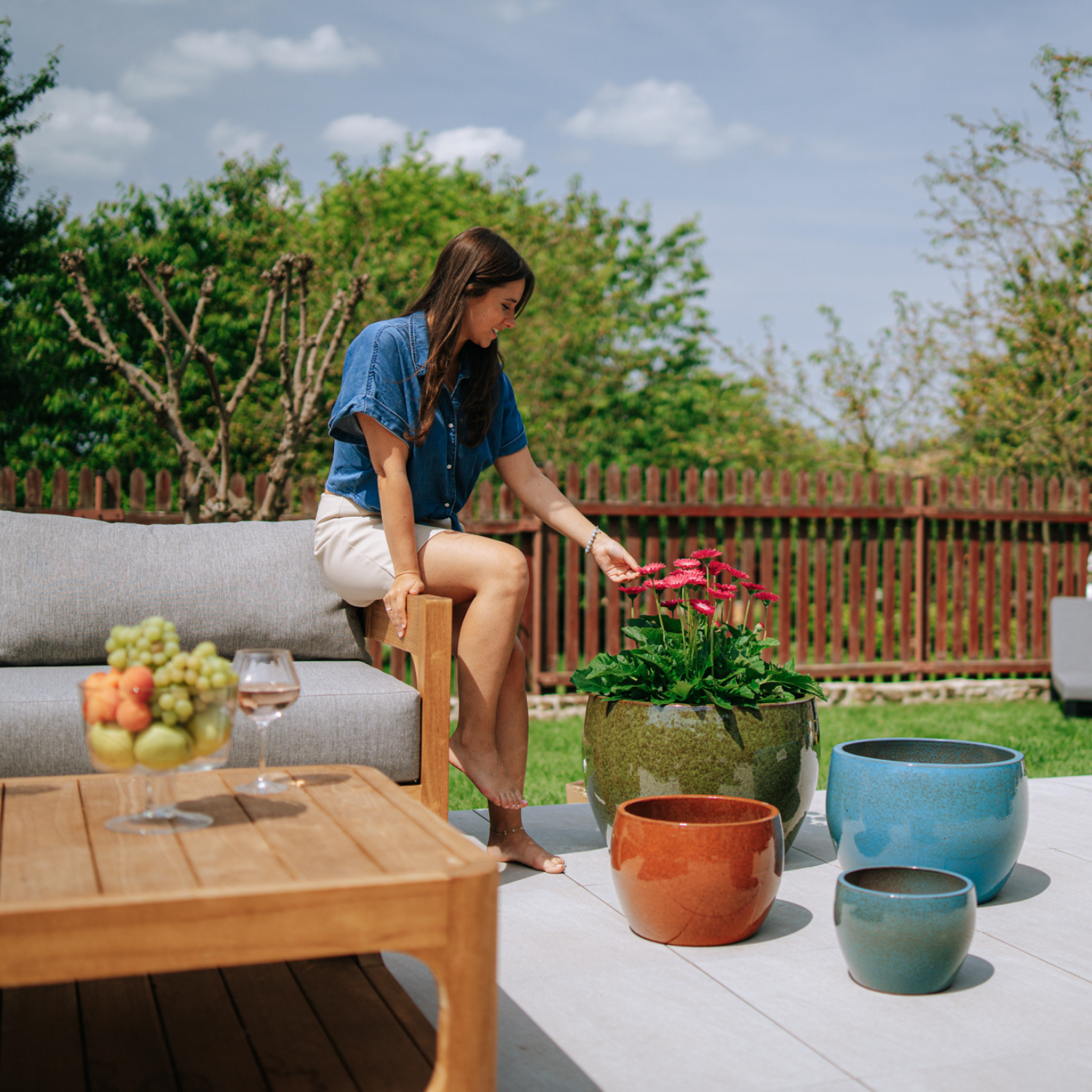 Pot ROMULUS 21x15cm vert tropical