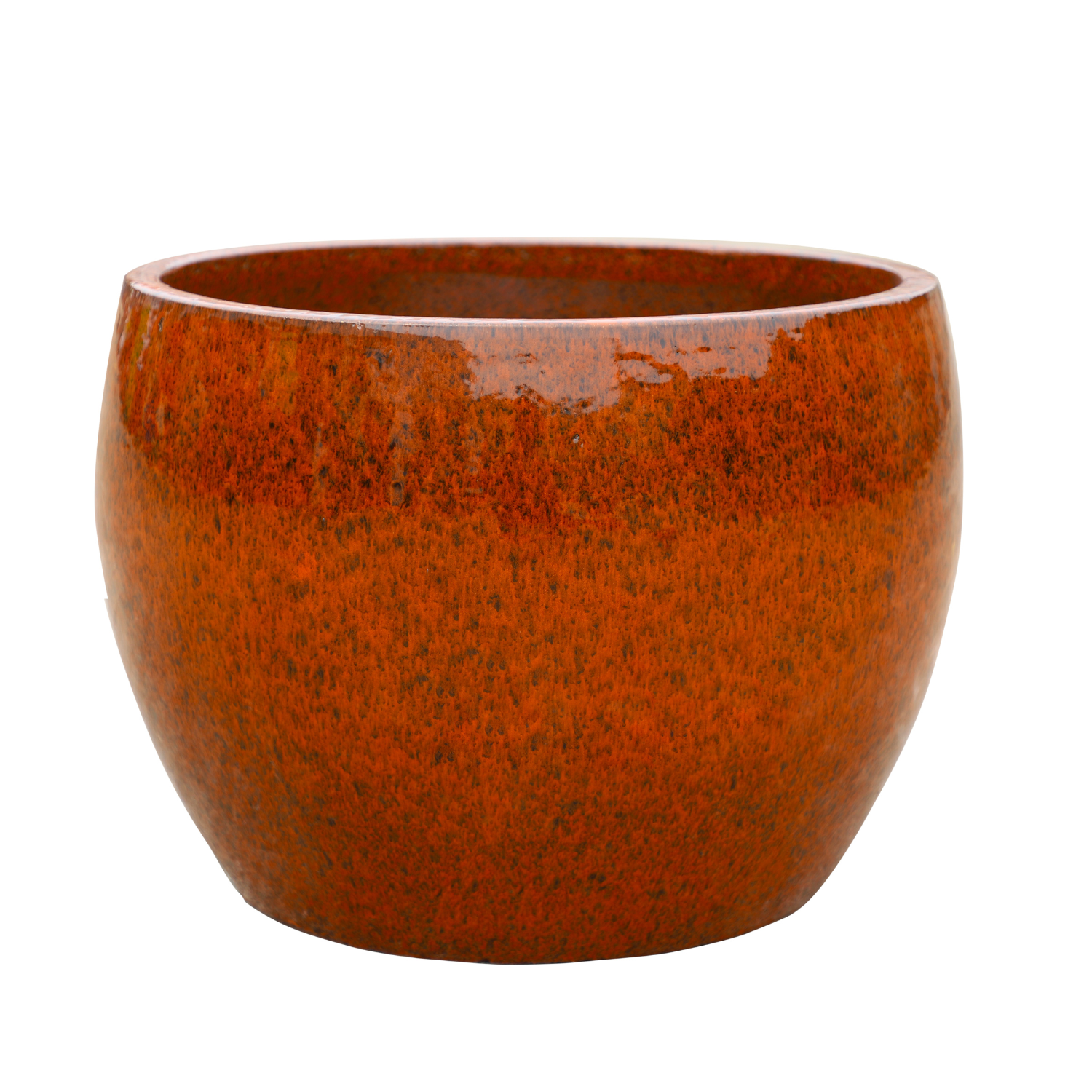 ROMULUS 42x30, large outdoor pot, handmade in glazed terracotta, frost-resistant, tropical orange
