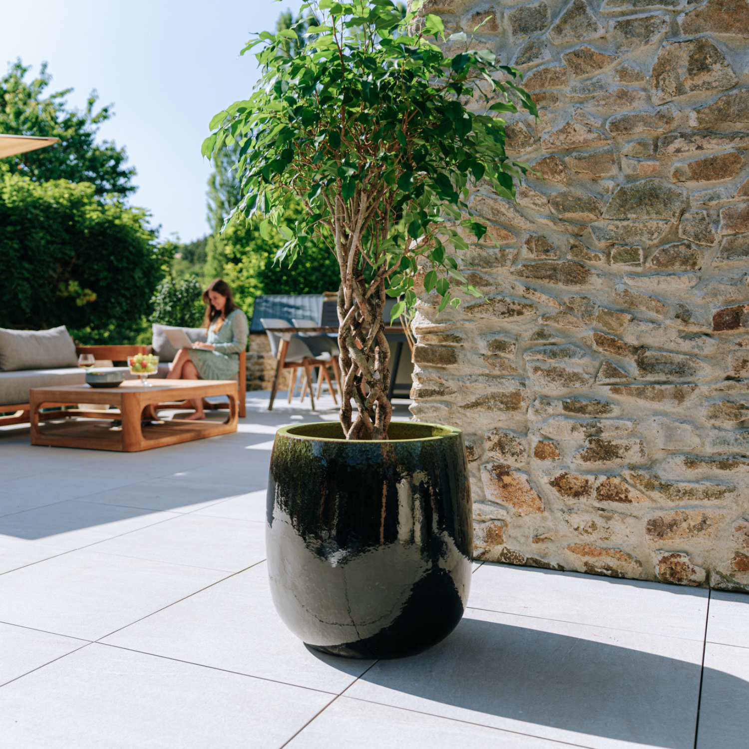 Pot SOCRATE 40x49cm noir & vert