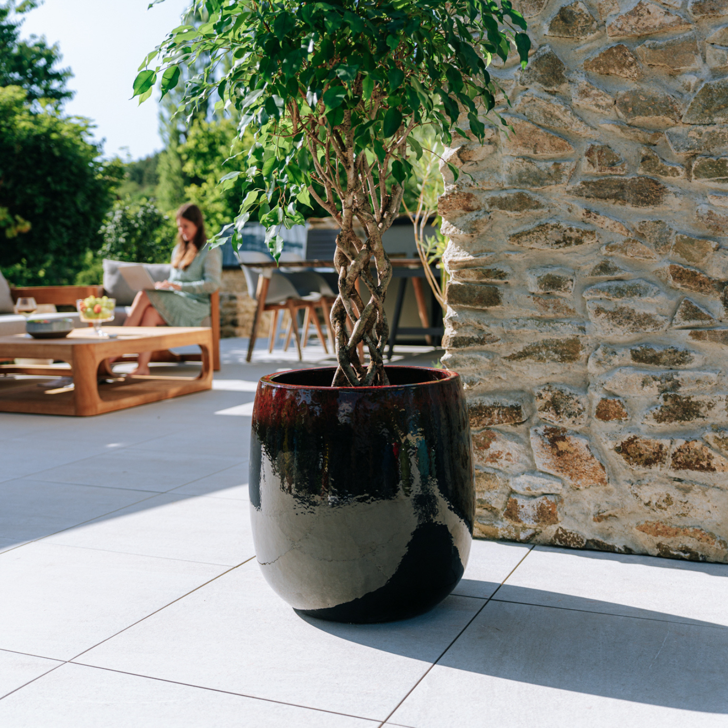 Pot SOCRATE 40x49cm noir & rouge