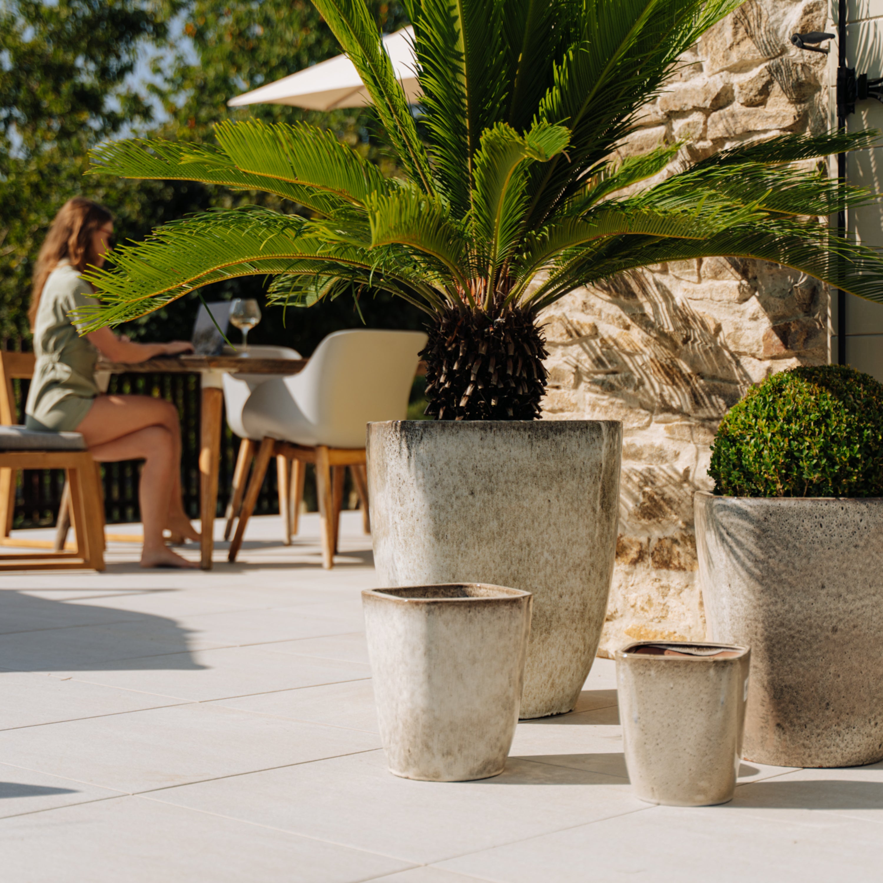 Pot VAUBAN 18x21cm blanc tigré