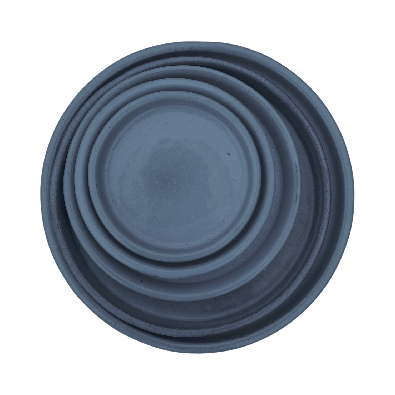 Saucer 35cm, handmade in glazed terracotta, frost-resistant, abyss blue