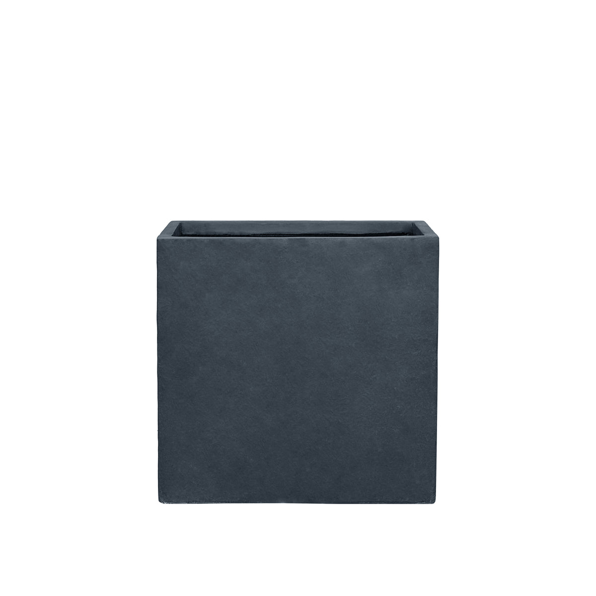 Jardinière Alpha 25x60 cm gris foncé en béton fibré, vue de face sur fond blanc