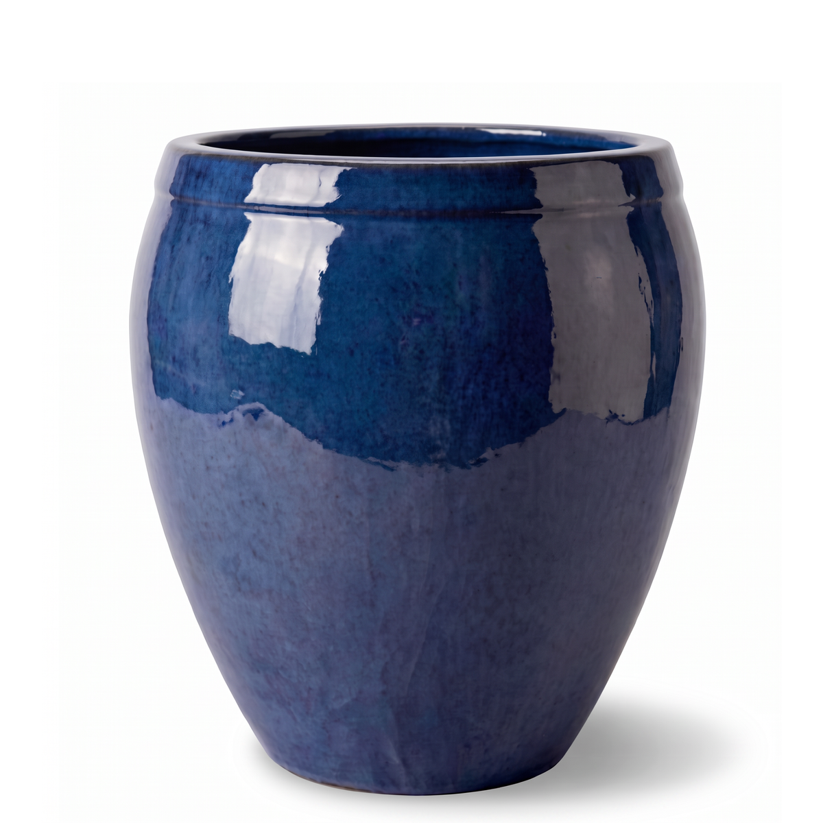 Vaso Atlas decorativo 52x58 cm Blu notte in ceramica smaltata, vista frontale su sfondo bianco