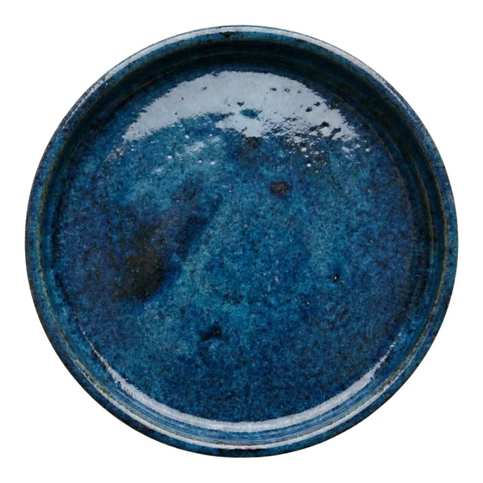 Soucoupe 33cm Bleu azur en terre cuite émaillée
