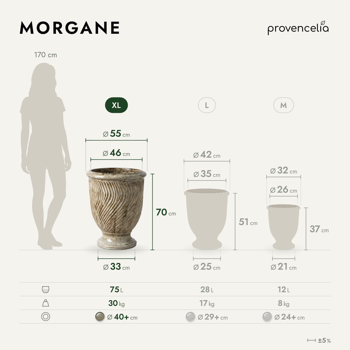 MORGANE XL – dimensioni