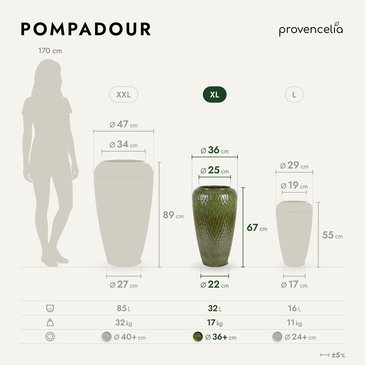POMPADOUR XL – dimensions