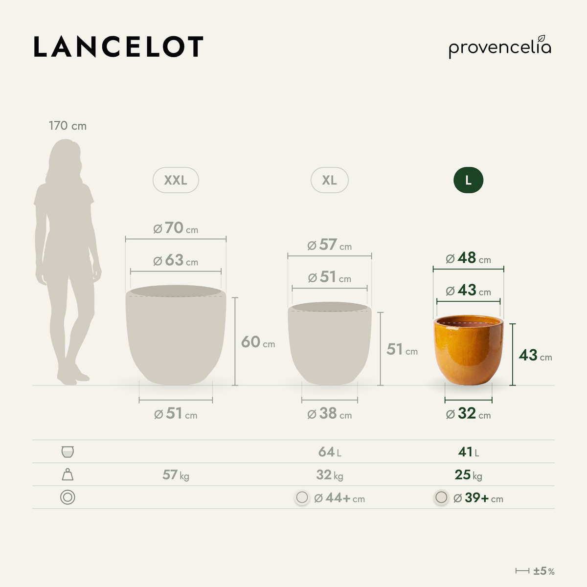 LANCELOT L – afmetingen