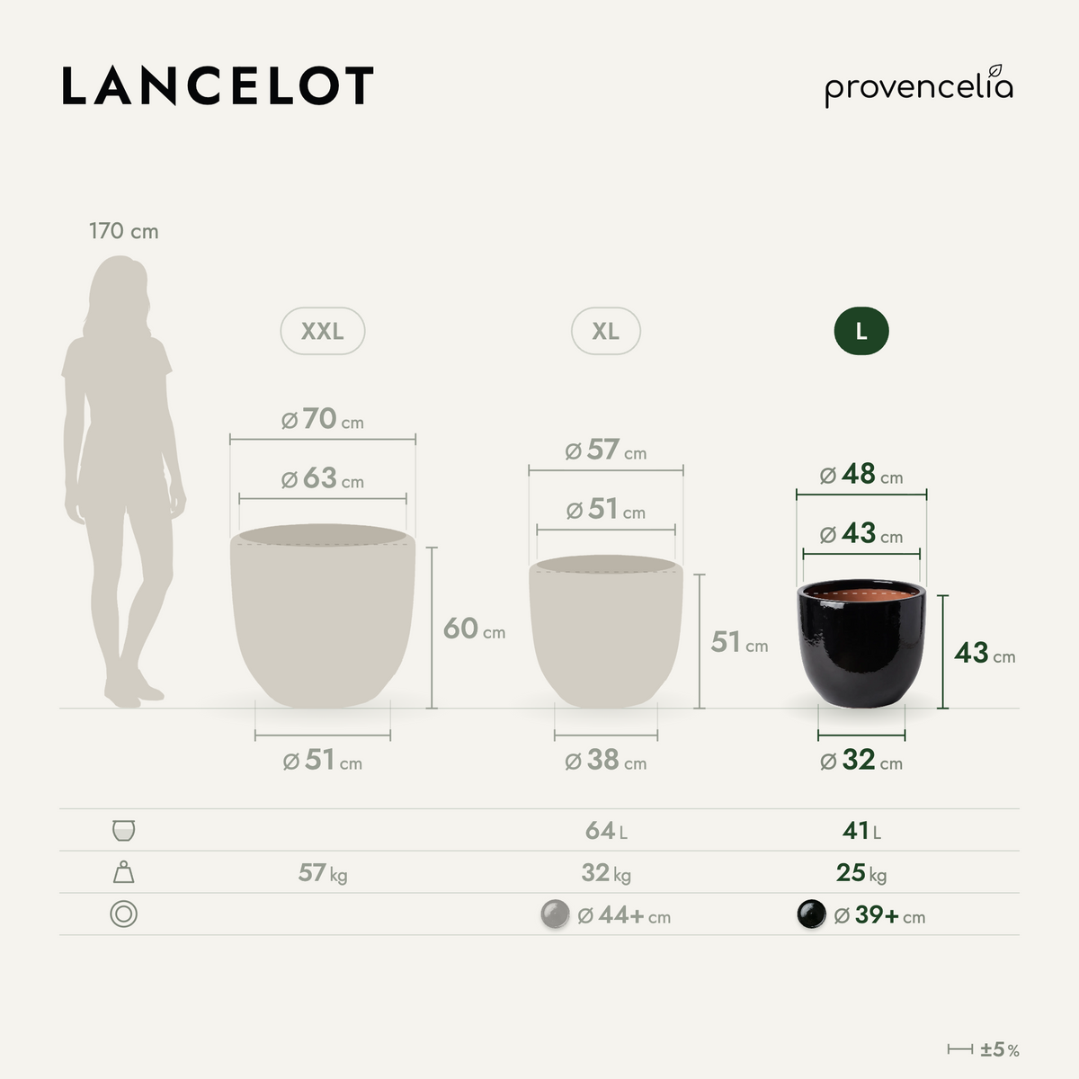 LANCELOT L – afmetingen