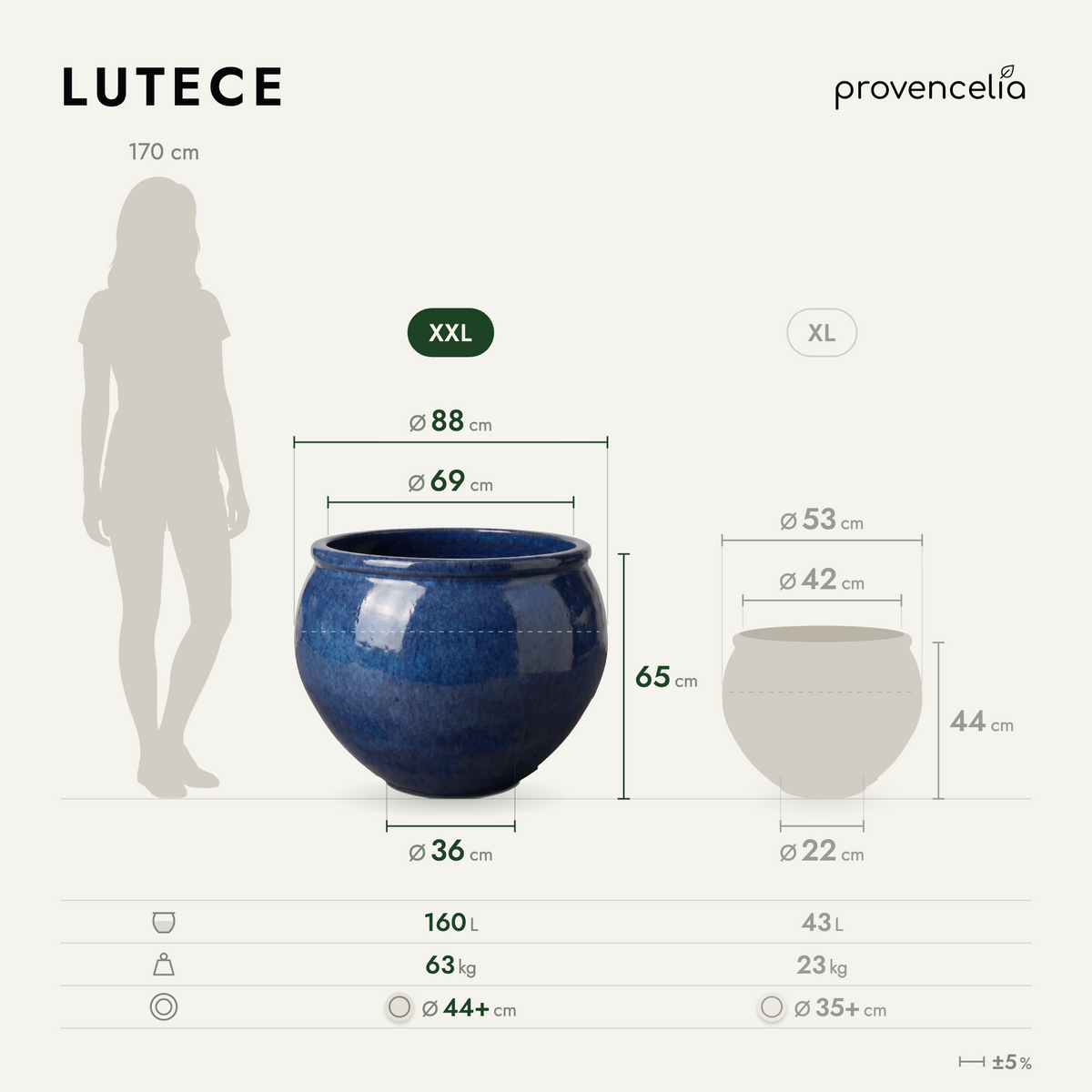 LUTECE XXL – dimensioni