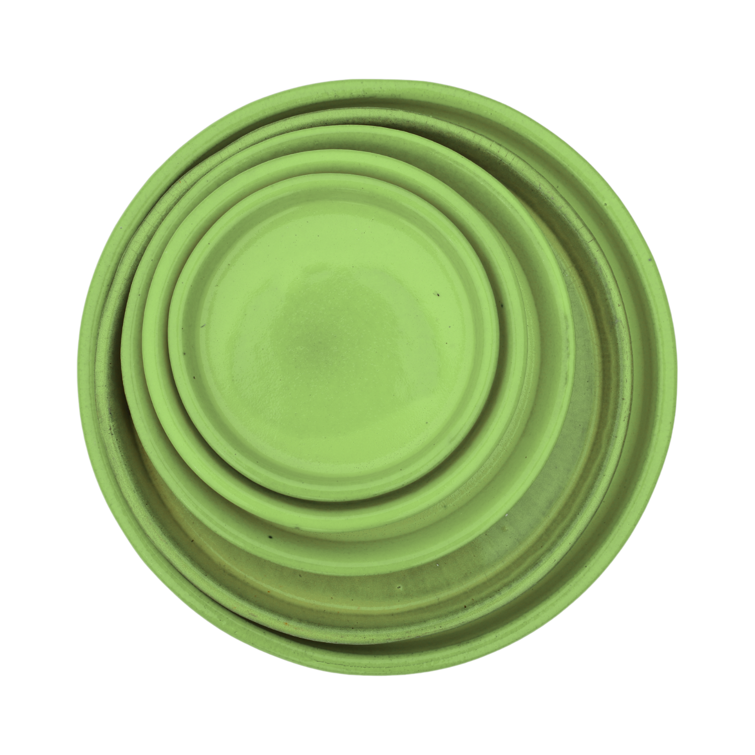 Soucoupe 34cm vert de lac faite à la main en terre cuite émaillée