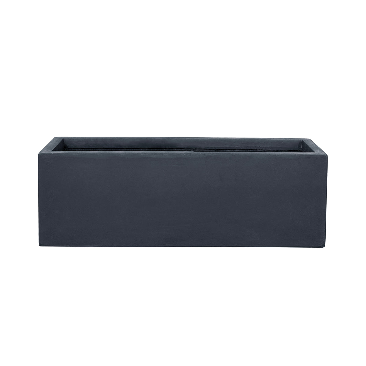 Jardinière Horizon 24x25 cm gris foncé en béton fibré, vue de face sur fond blanc