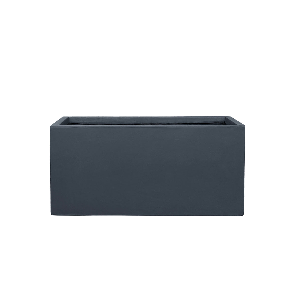 Plantenbak Horizon 46 × 46 cm Donkergrijs van vezelbeton, vooraanzicht op witte achtergrond