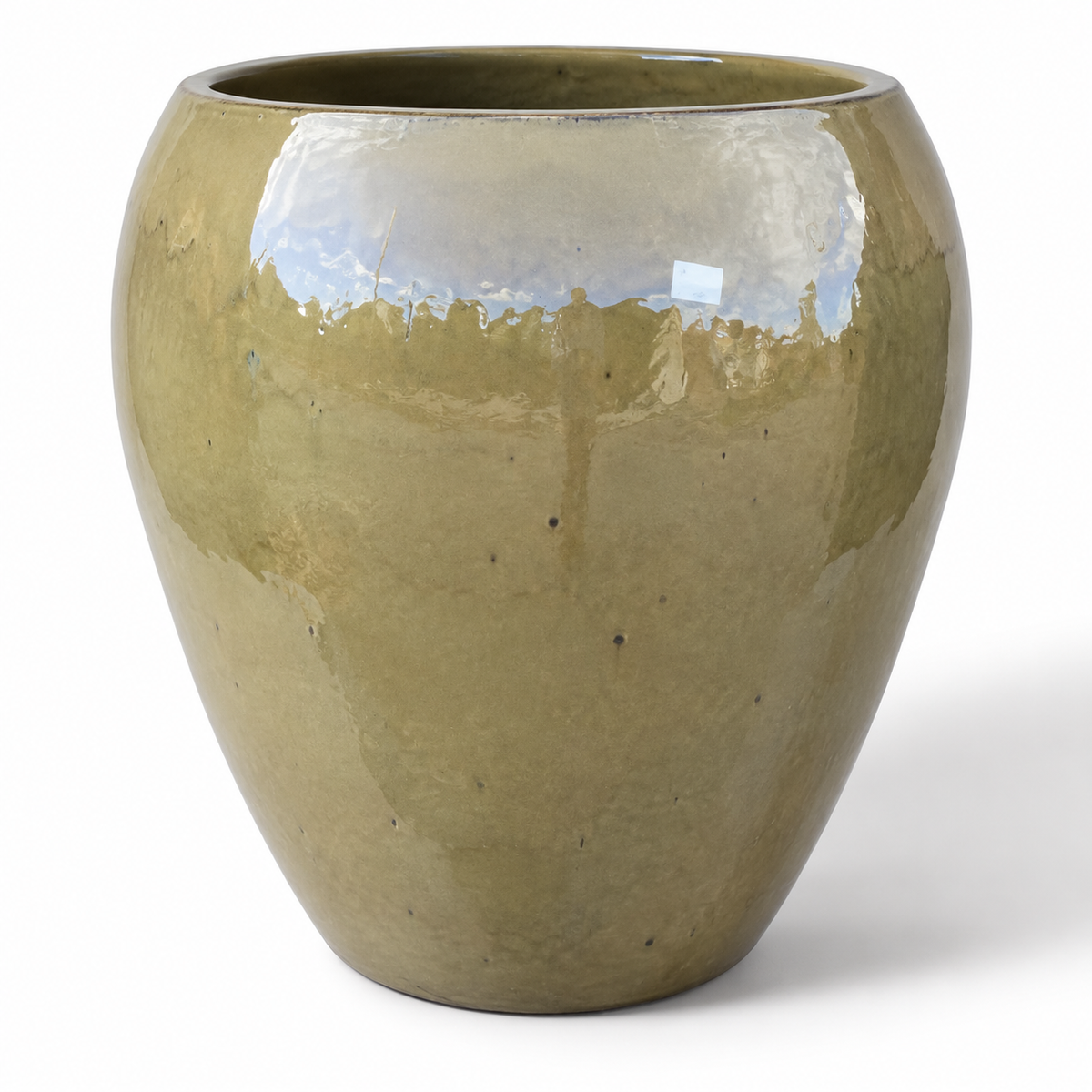 Pot LAFONTAINE2 en forme d’amphore 50x52 cm sunset en terre cuite émaillée, vue de face sur fond blanc