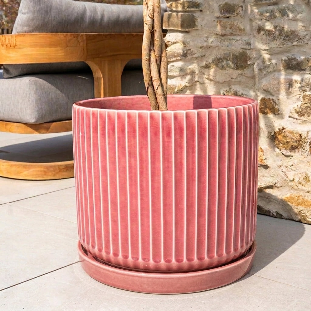 Sottovaso in ceramica rosa per vaso – resistente al gelo