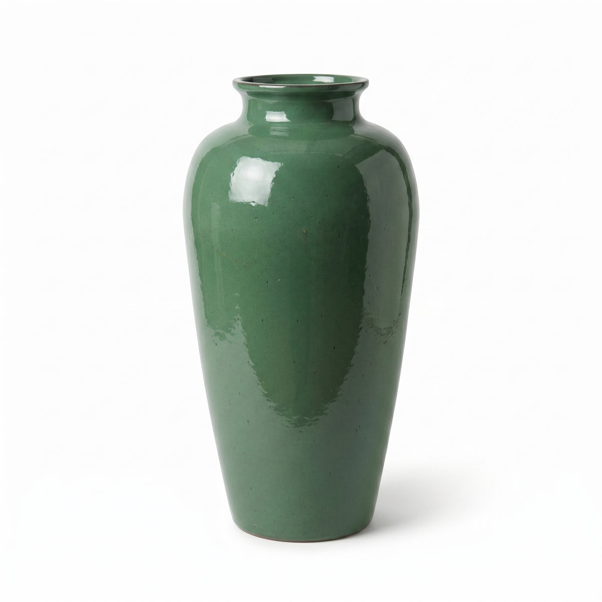 Pot Jupiter en forme d'amphore 40x83 cm jade en terre cuite émaillée, vue de face sur fond blanc