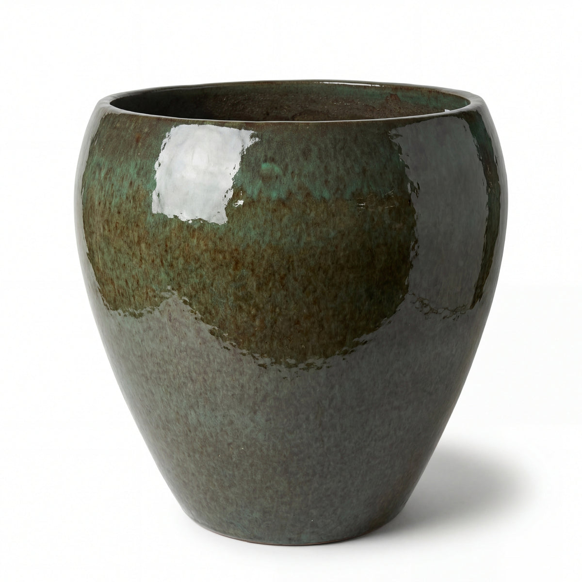 Vaso Lafontaine2 a forma di anfora 50x52 cm Verde brumoso in ceramica smaltata, vista frontale su sfondo bianco