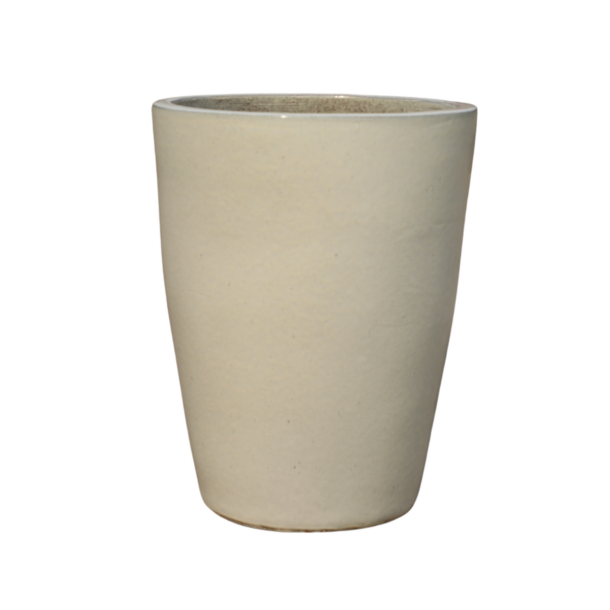 Pot Mazarin décoratif 27x34 cm crème en terre cuite émaillée, vue de face sur fond blanc