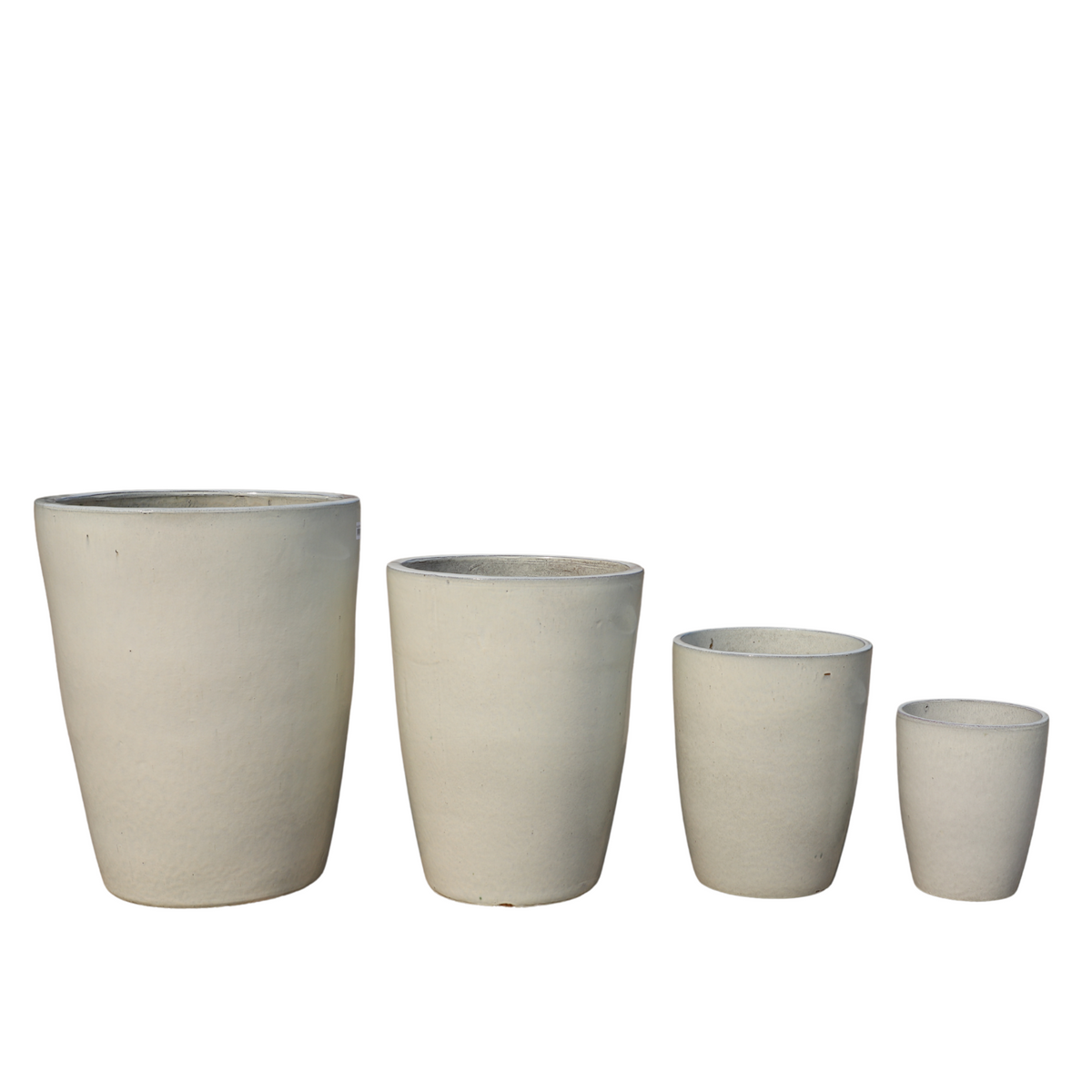 Pot Mazarin décoratif 27x34 cm crème en terre cuite émaillée, présenté parmi quatre tailles