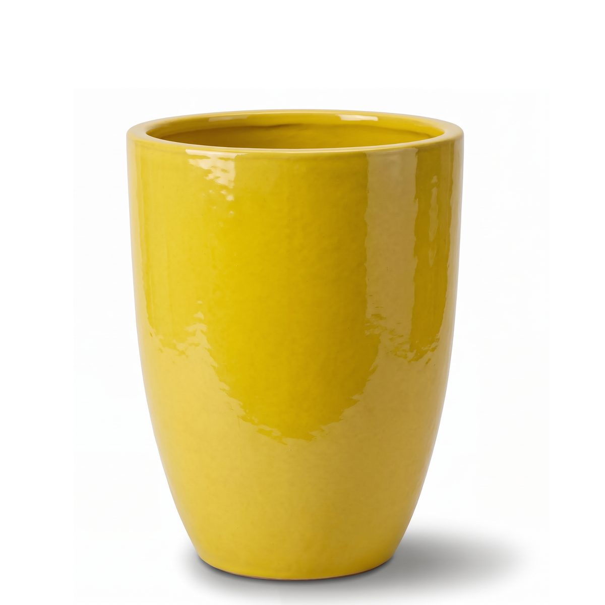Pot MAZARIN2 décoratif 38x50 cm citron acidulé en terre cuite émaillée, vue de face