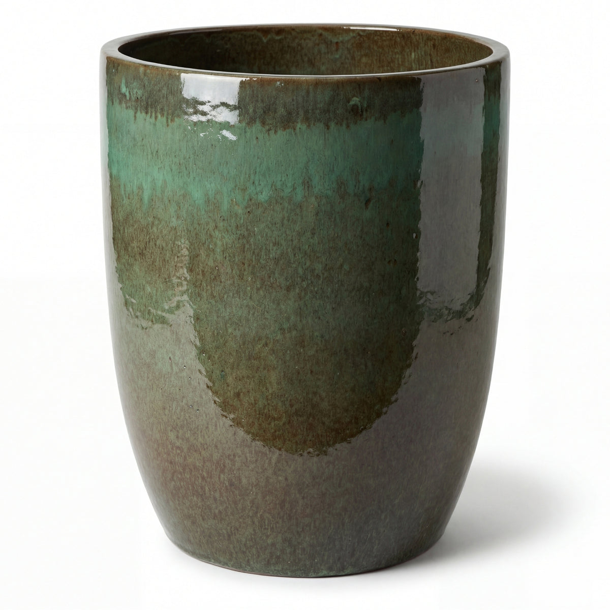 Vaso Mazarin2 57x70 cm Verde brumoso in ceramica smaltata, vista frontale su sfondo bianco