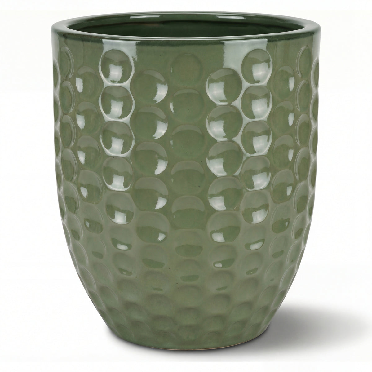 Merovee-plantenbak 55x65 cm Jadeparel van geglazuurd keramiek, vooraanzicht op witte achtergrond