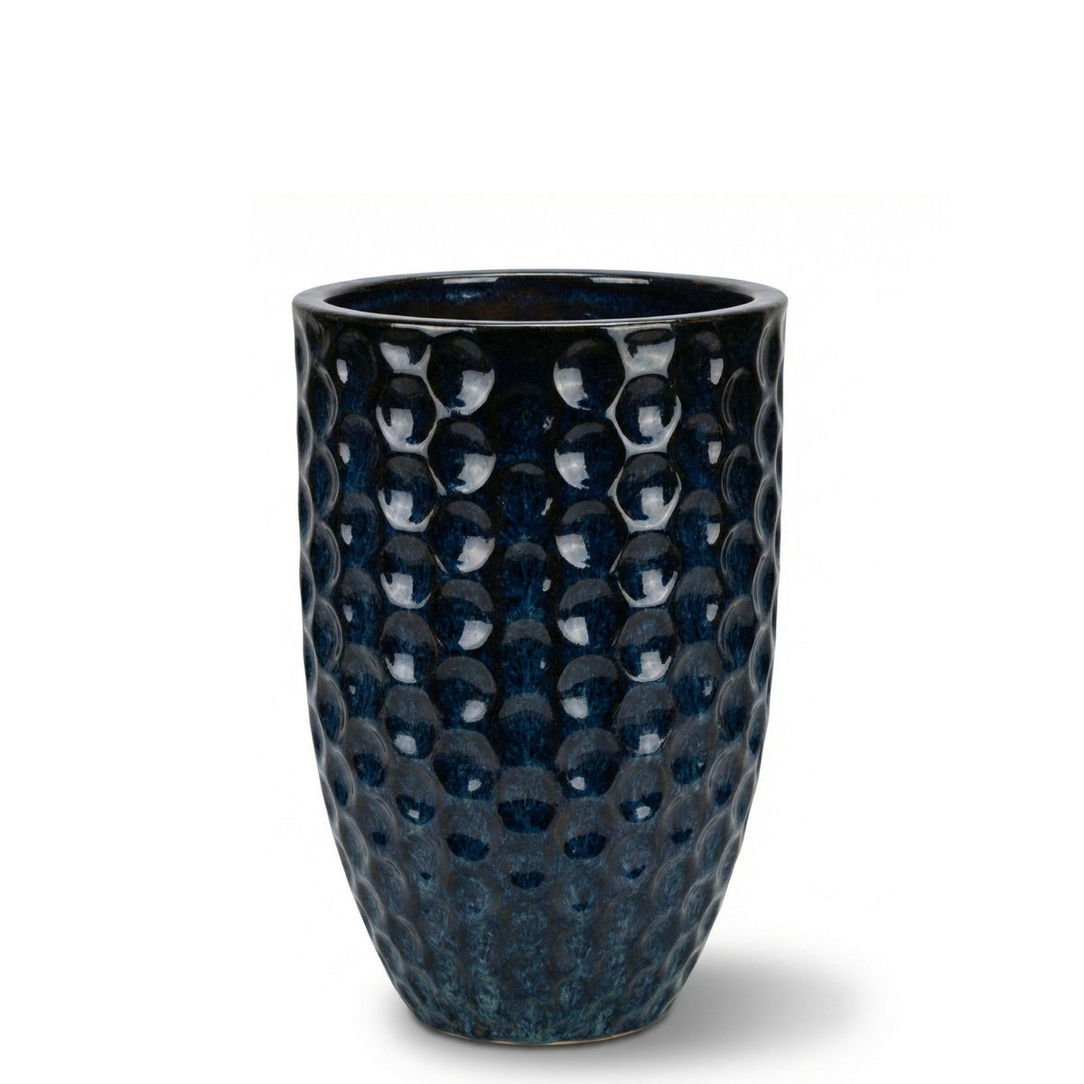 Merovee amphora-shaped planter 23x35 cm Abyss Blue in glazed ceramic, front view on white background