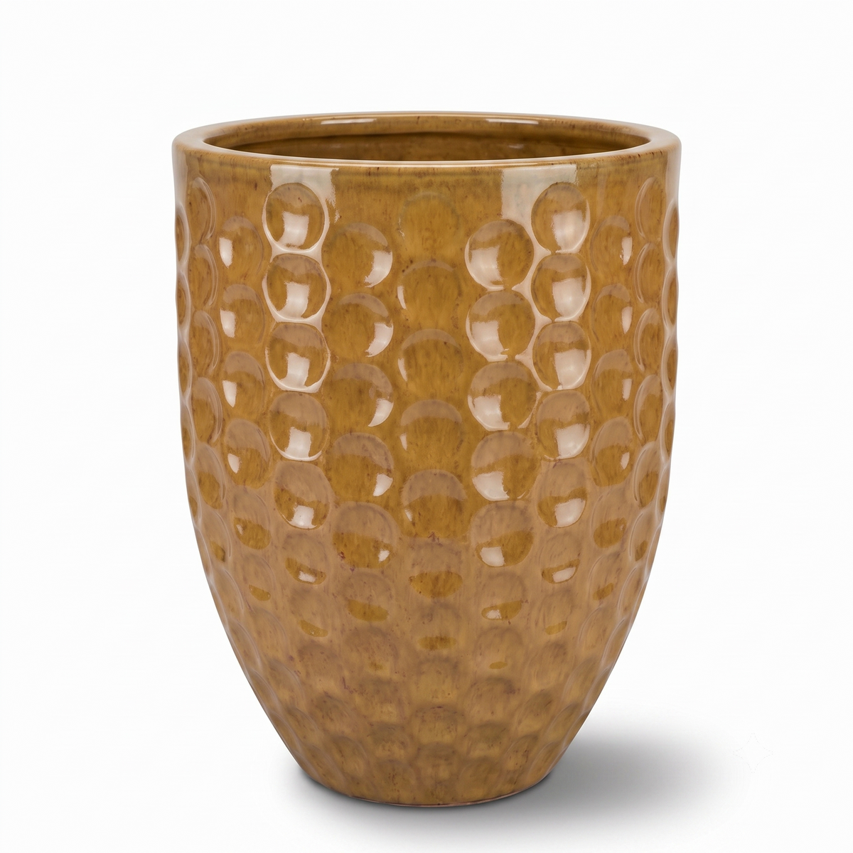 Pot Merovee 42x55 cm miel ambré en terre cuite émaillée, vue de face sur fond blanc