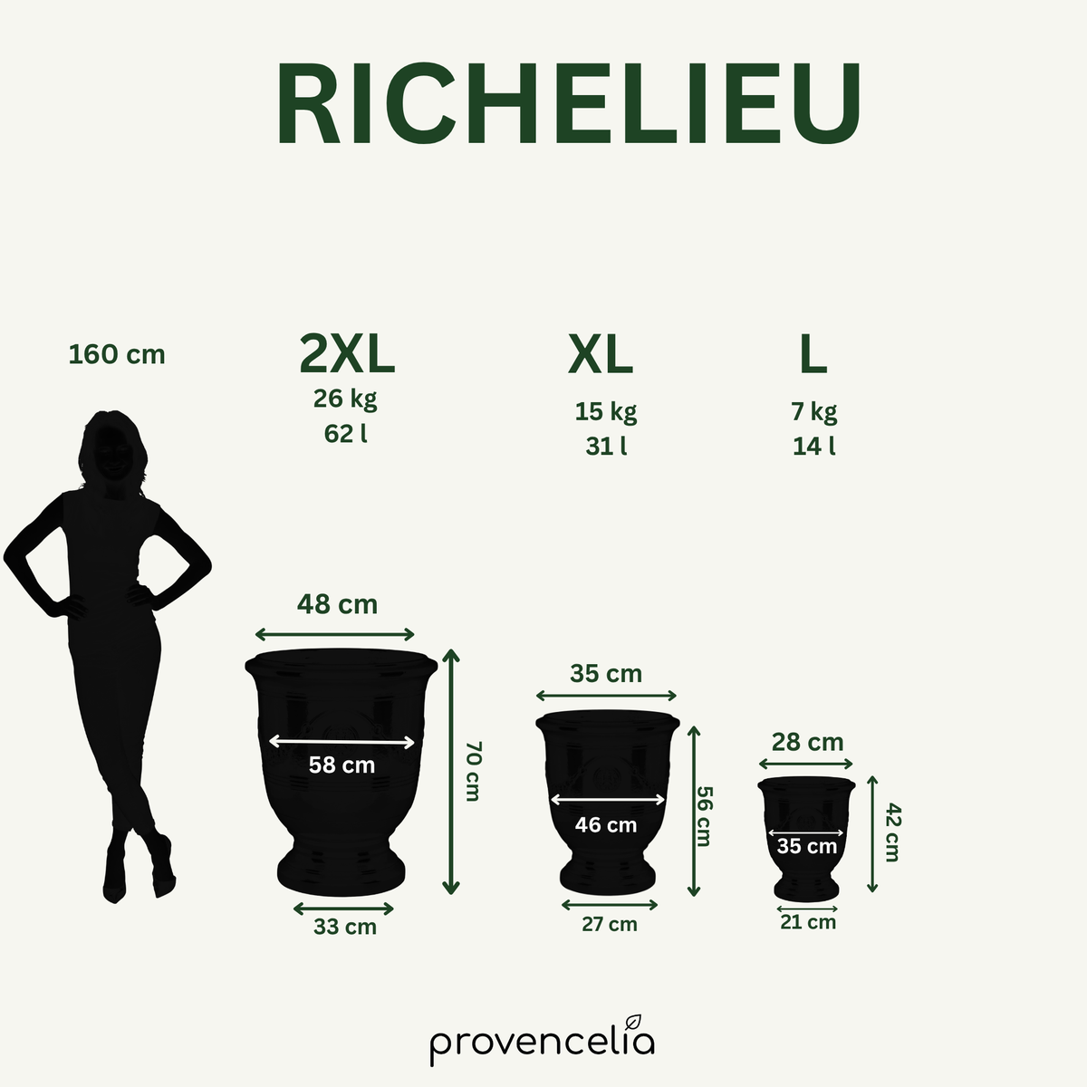 Planter RICHELIEU 35x42cm jade