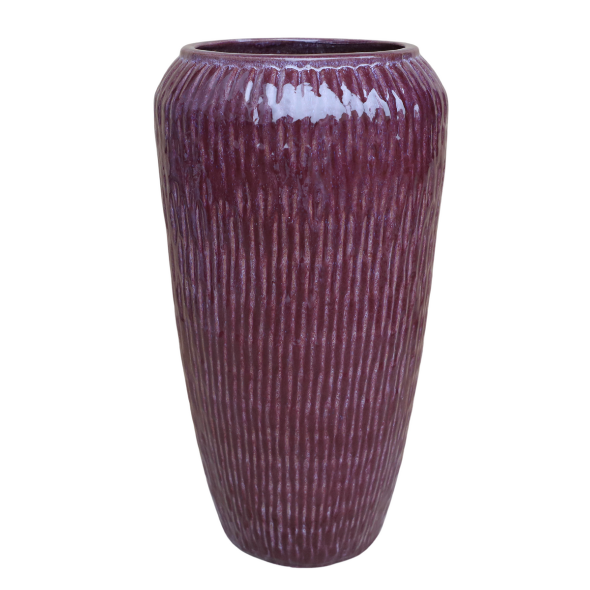 Pompadour amphora-shaped planter 36x69 cm Light Violet in glazed ceramic, front view on a white background