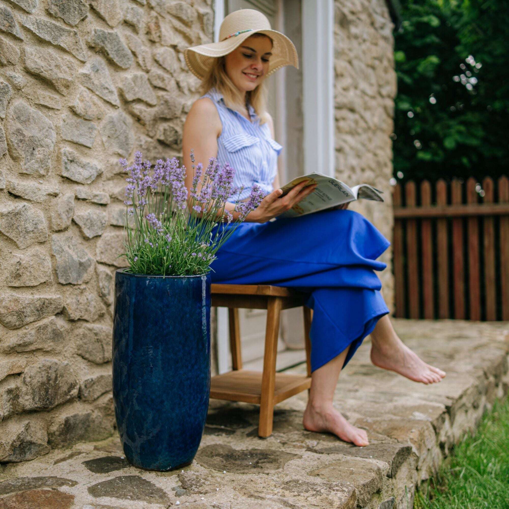 Pot ATHENA 25x50cm bleu outremer Provencelia