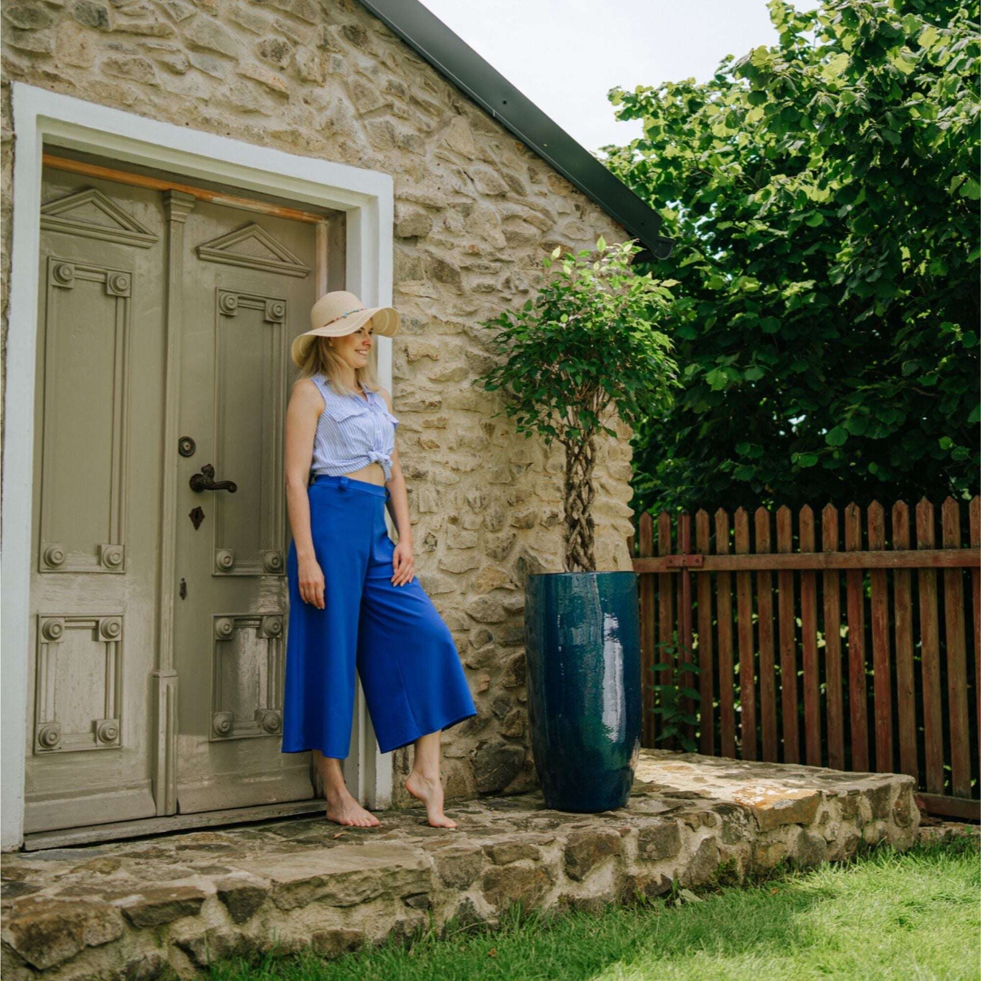 Pot ATHENA 40x81cm bleu outremer Provencelia