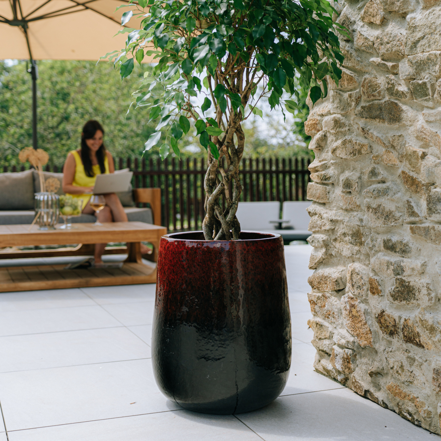 Pot DIANE 42x49cm noir & rouge Provencelia