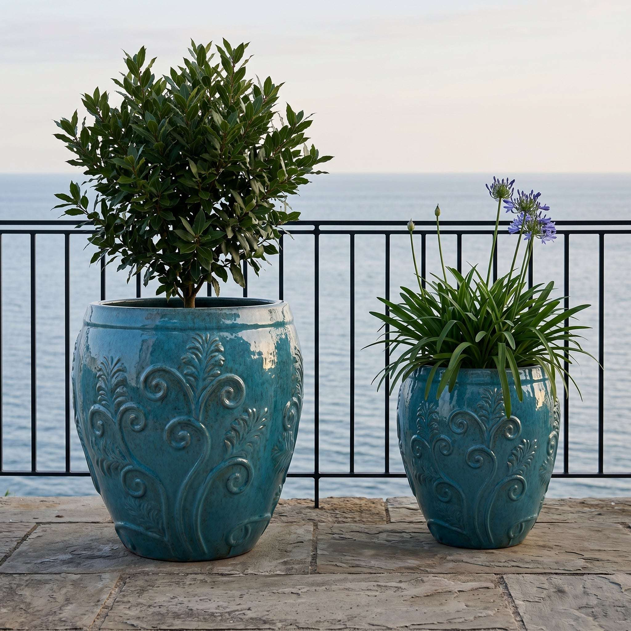 Pot GAIA 52x58cm bleu acier Provencelia