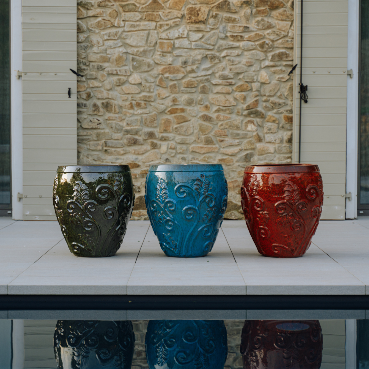 Pot GAIA 53x57cm bleu acier Provencelia