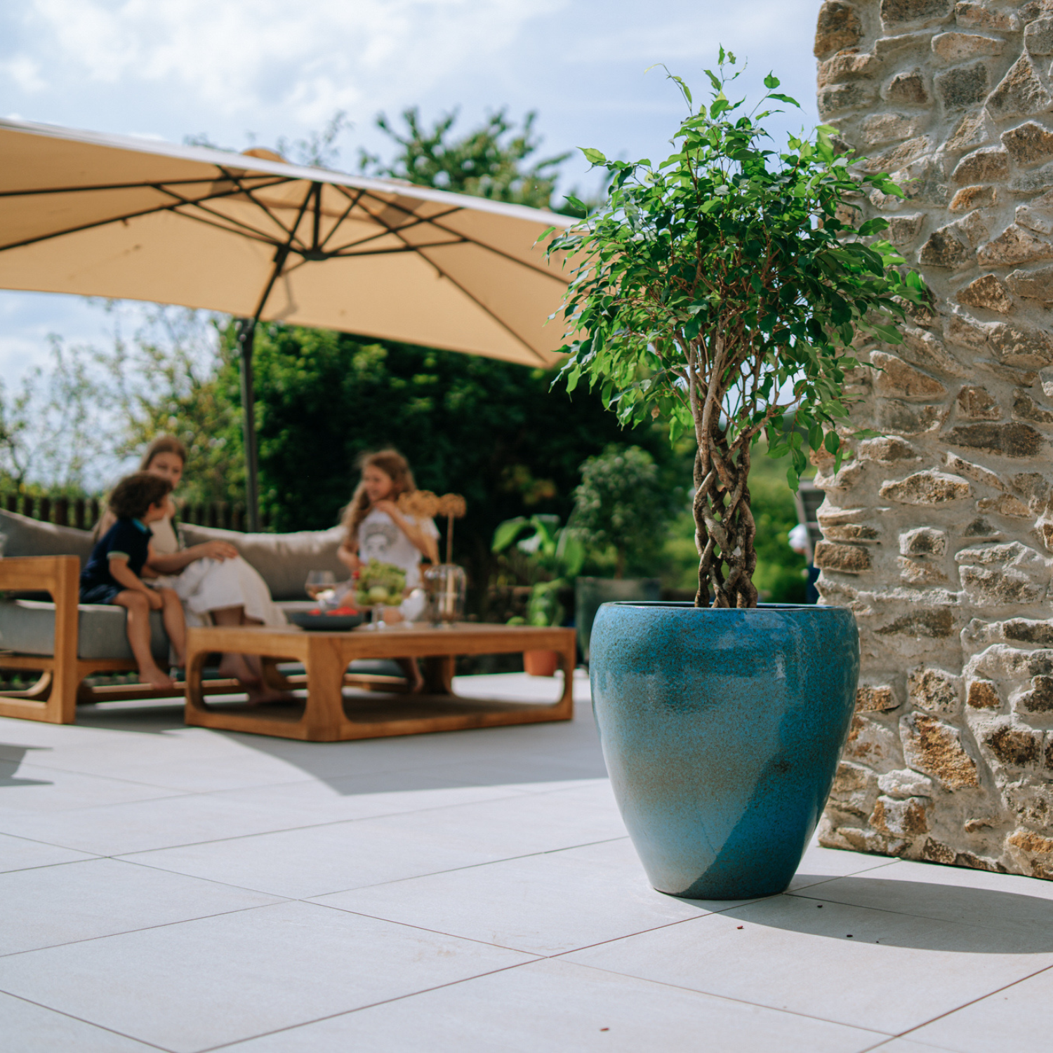 Pot LAFONTAINE 50x51cm bleu acier Provencelia