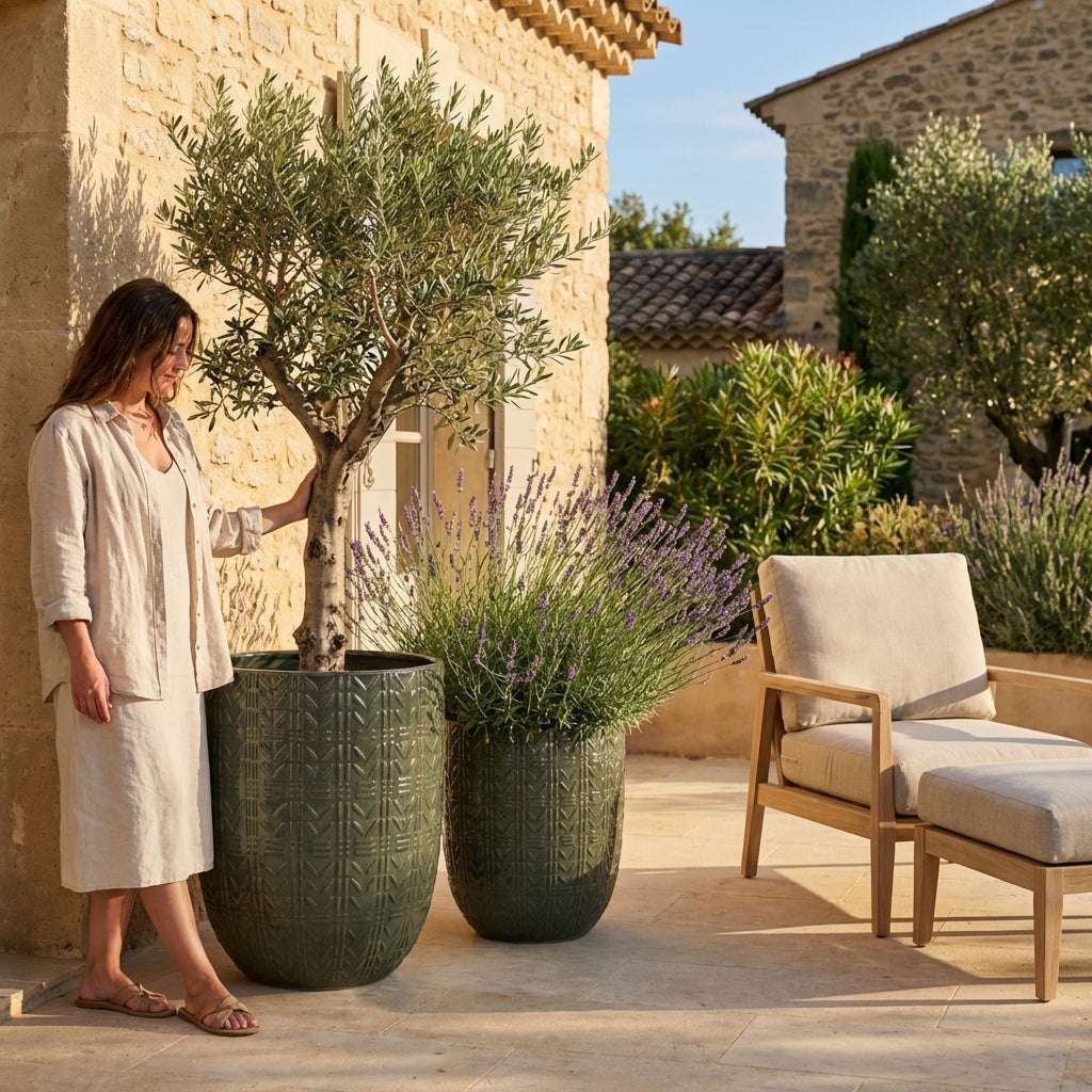 Pot MERCURE 39x51cm vert crème Provencelia