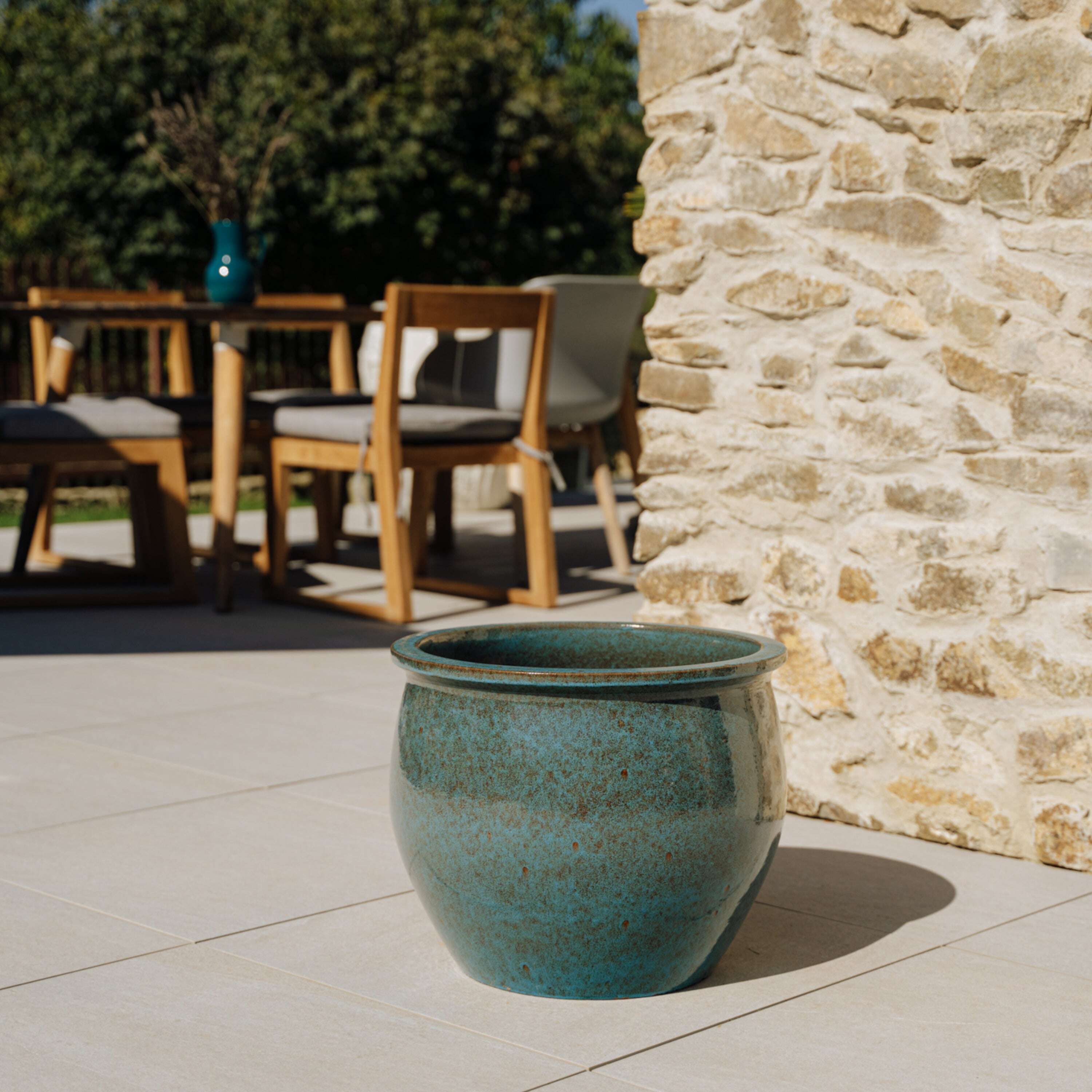 Pot NEWTON 44x35cm bleu acier Provencelia