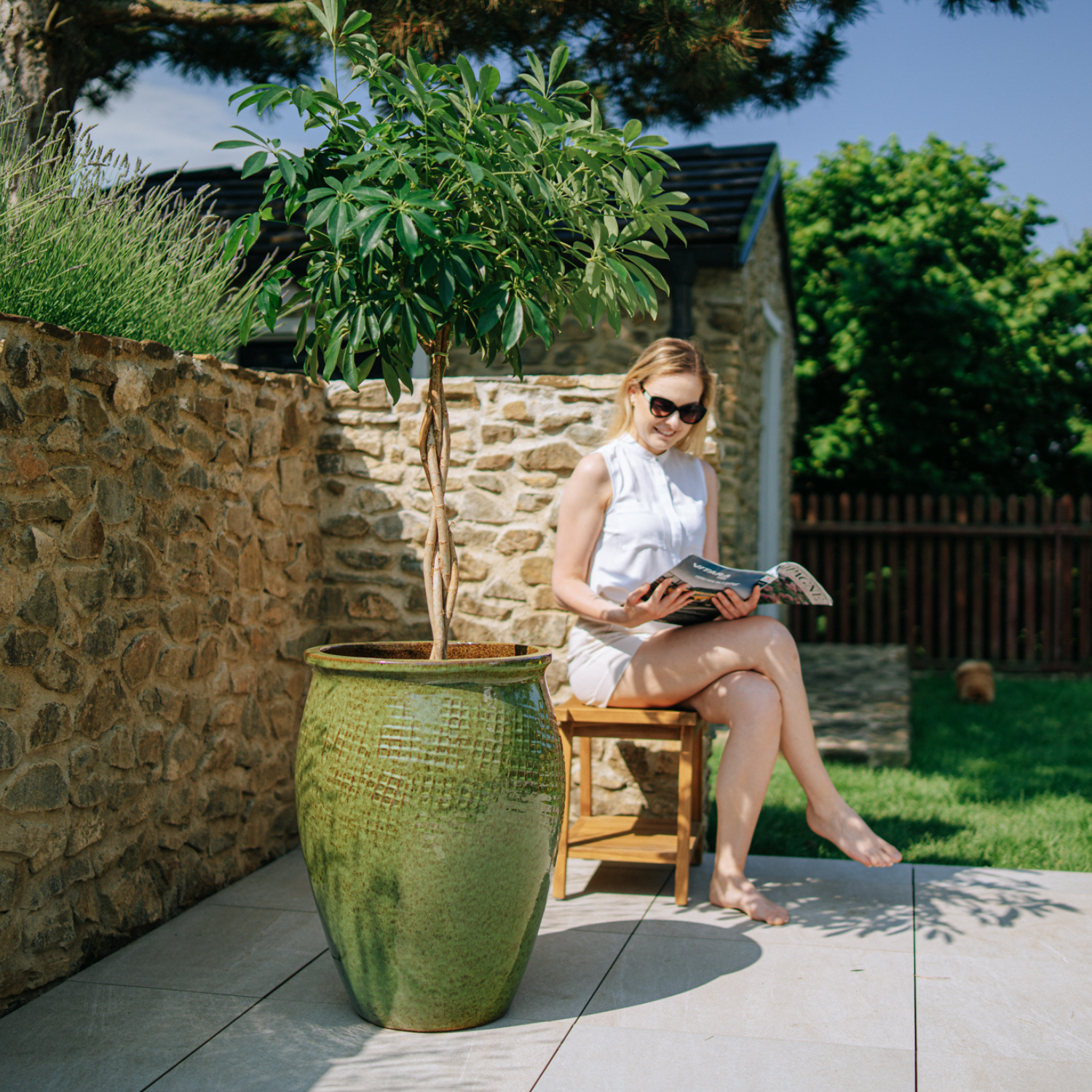 Pot POSEIDON 50x68cm vert tropical Provencelia